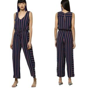 Tommy Hilfiger Blue Red Striped Romper Jumpsuit Sleeveless Drawstring Size 12